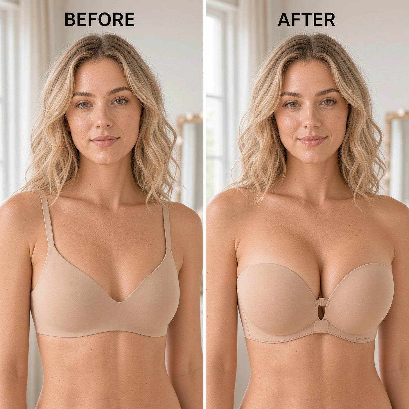 Before and after showing more cleavage with Velisse