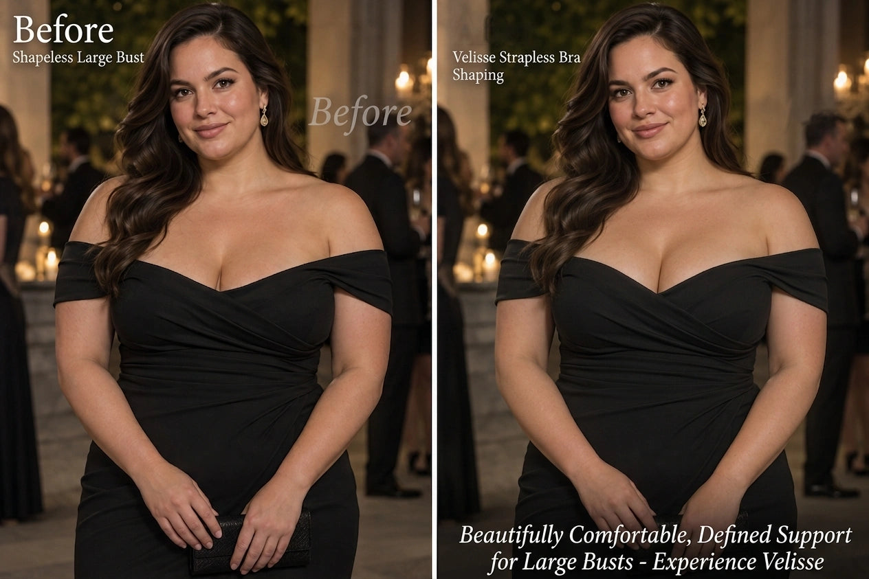 Before and after fuller-bust dress support