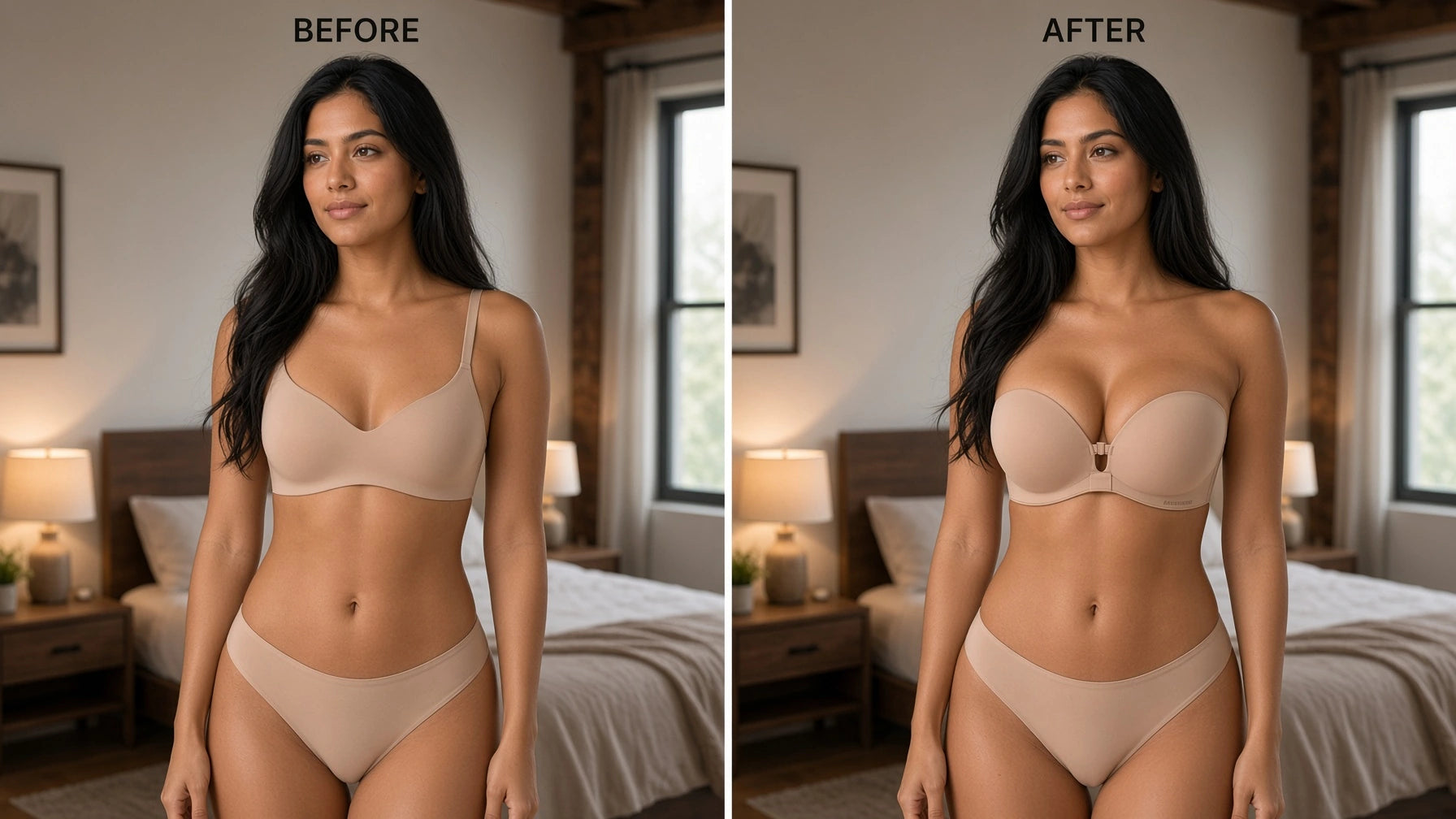 Before and after showing a more lifted shape with Velisse